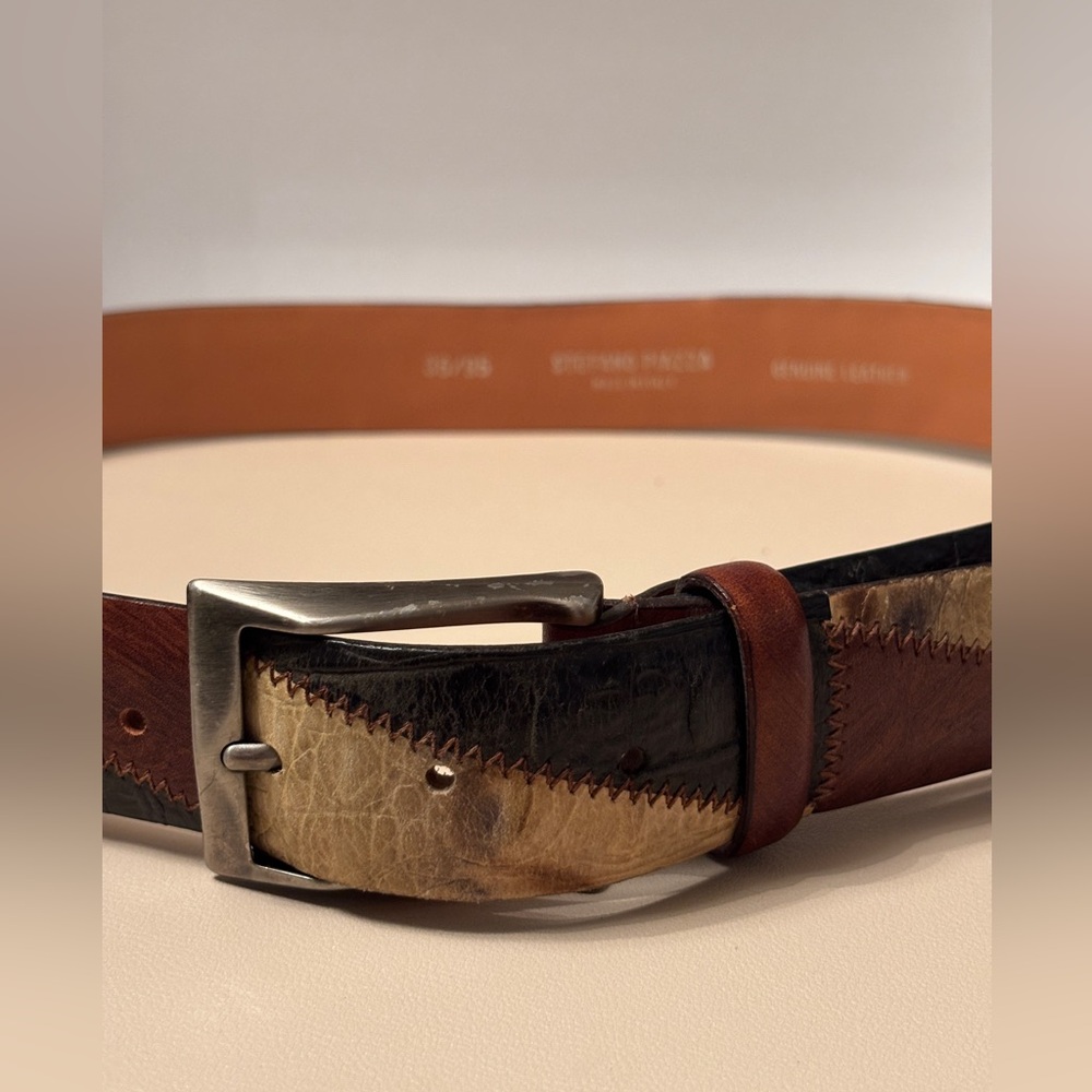 Stefano Piazza Leather Reptile Patchwork Belt